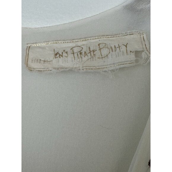 Jen's Pirate booty High Low Ivory Gold V Neck Beads Embroidered Zip Medium Boho - Picture 13 of 16